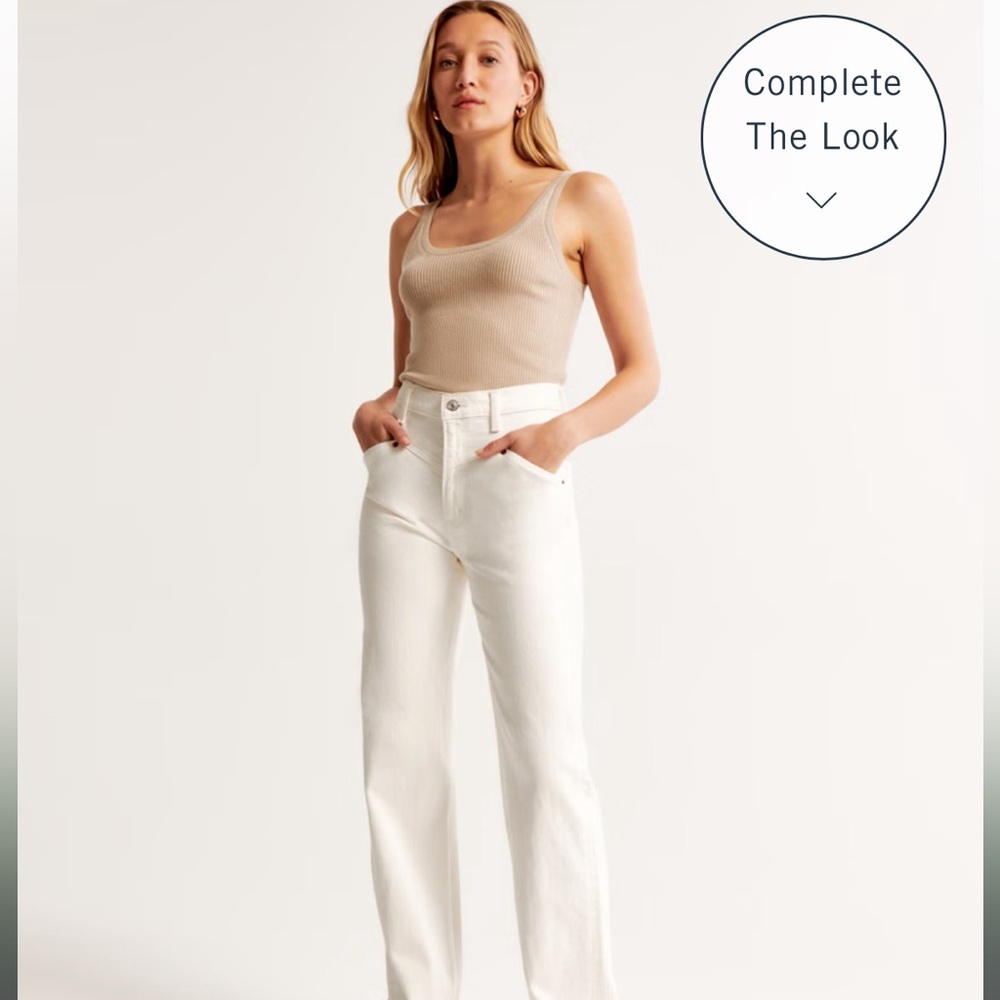Abercrombie High Rise 90s Relaxed Jean in Ecru 25L